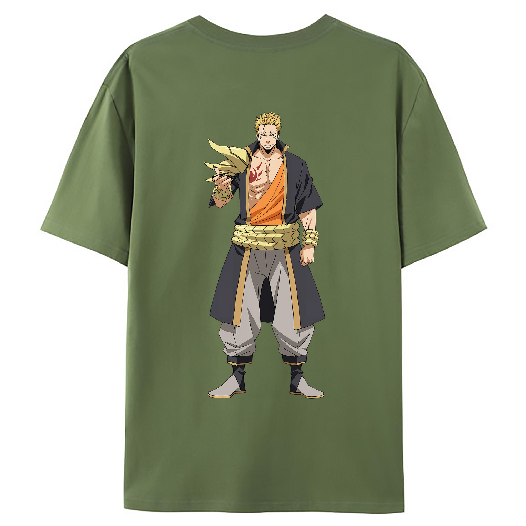 （画像用） 転スラ Regarding Reincarnated to Slime 綿100％ メンズ半袖Tシャツ（バックプリント） 通気性